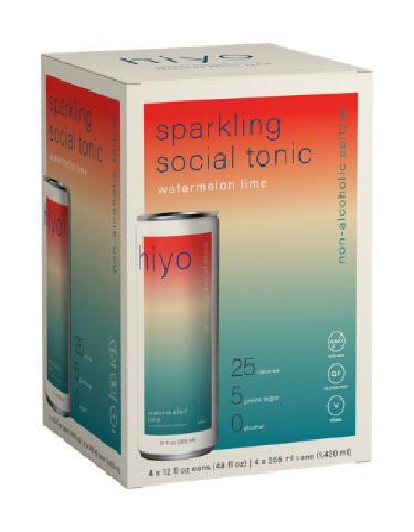 Hiyo - Watermelon Lime Non-Alcoholic Sparkling Social Tonic - 4 Pack