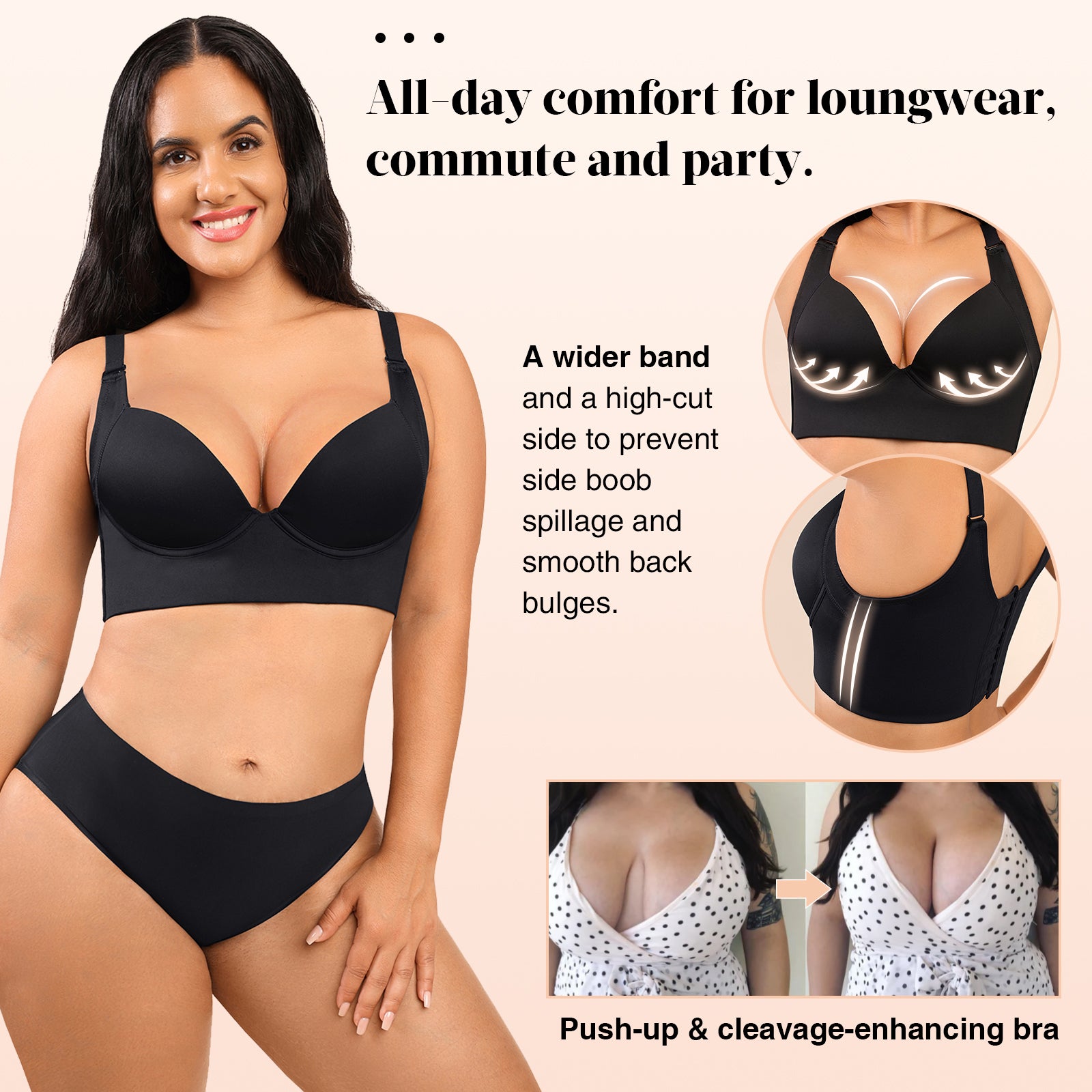 TWGONE Fashion Deep Cup Bra Hides Back Fat Diva New Look Bra With Shapewear  Incorporated, Complexion, 34C 