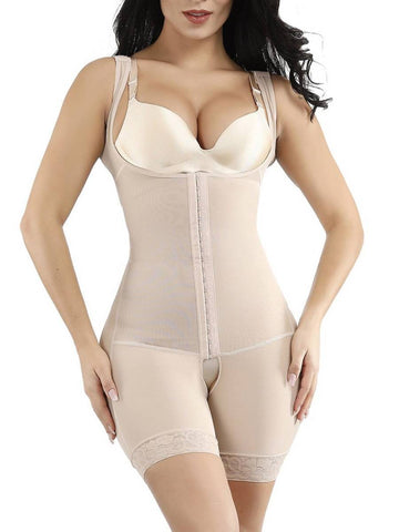 Shimmer Skin Hook Open Crotch Underbust Bodysuit Big Size Breathability