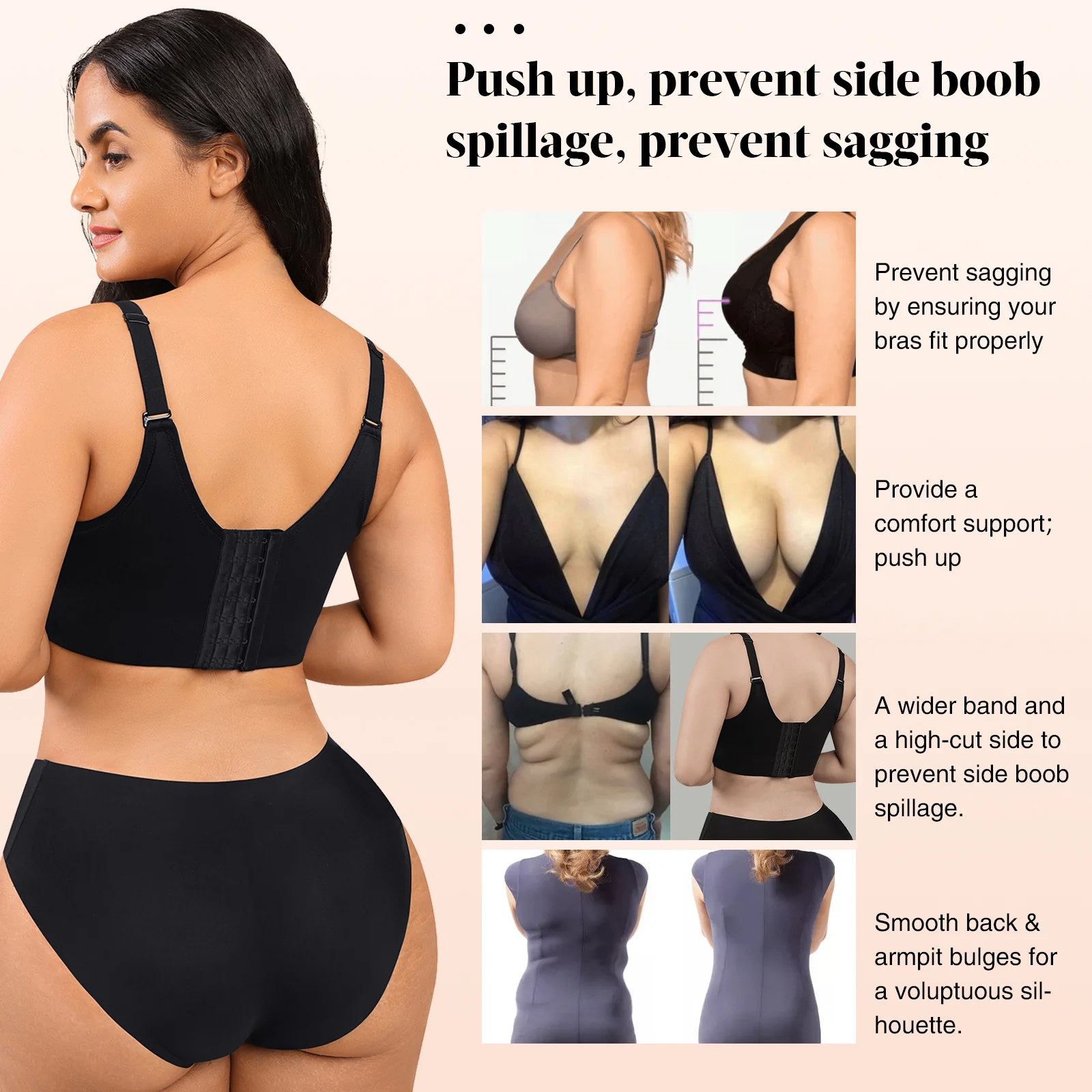 Foraging dimple Fashion Deep Cup Bra Hides Back Diva New Look Bra with  Shapewear Incorporated Beige