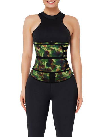 Camo Latex Double Belts Waist Trainer Slimming Tummy