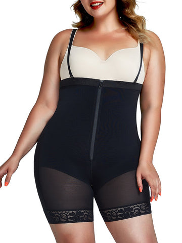 Detachable Straps Full Body Shaper Zipper Abdominal Control