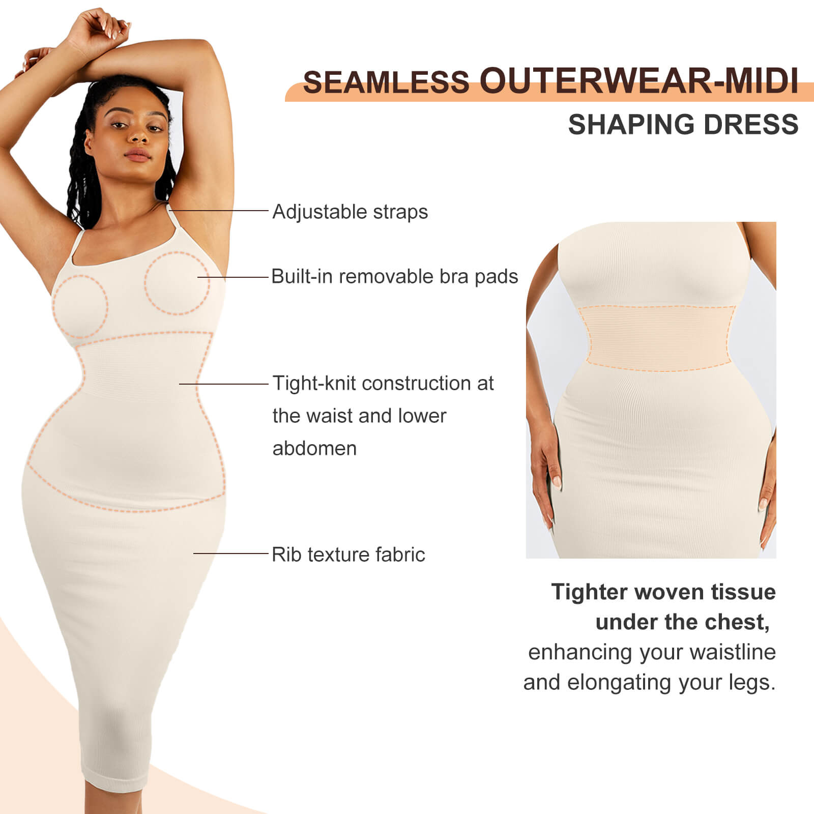 Wholesale🌿 Eco-friendly Seamless 360° Waist Control Midi Shaping