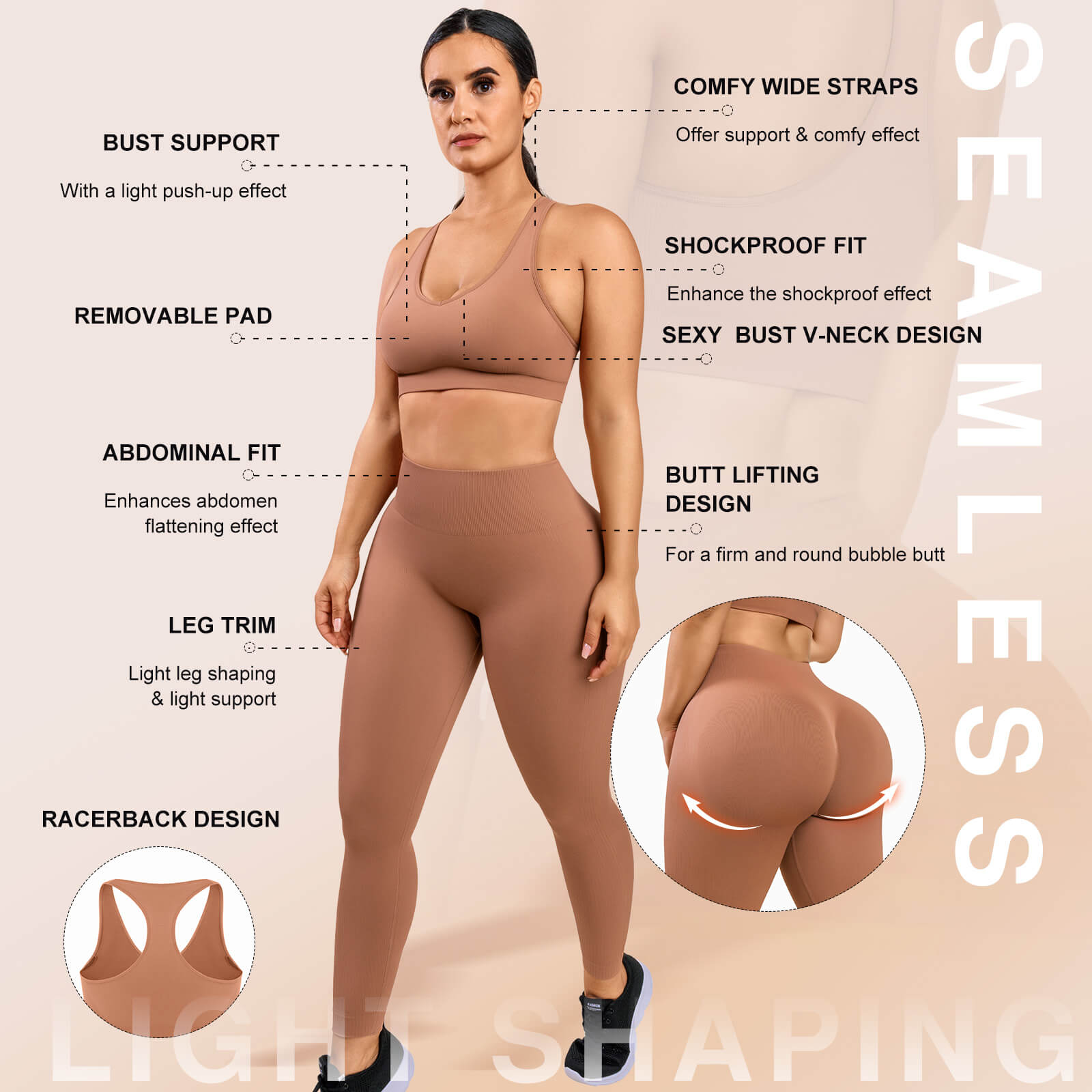 Wholesale Sexy Seamless Sportswear Butt Lifting Tummy Control