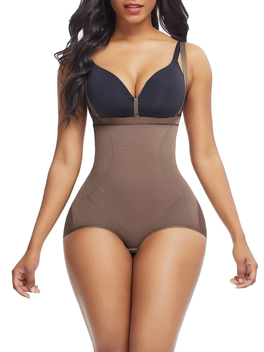 Strengthen Black High Waisted Shapewear With Bra Clips Tight Fit