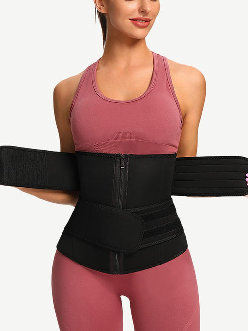 Wholesale Athletic Waist Trainer Black Big Size Neoprene With Sticker Tummy Control