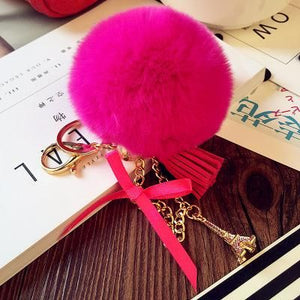 Juice Ende Parcel Fluffy Pom Pom Keychain with Paris Charm – Beauty By Ladybug