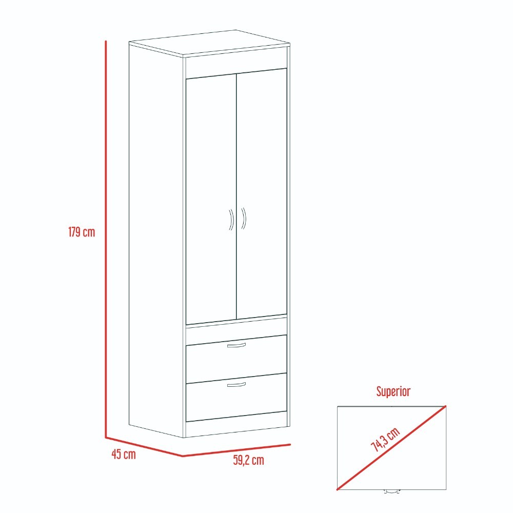 Tarento Armoire,Two Drawers, Light Grey Finish– We Have Furniture