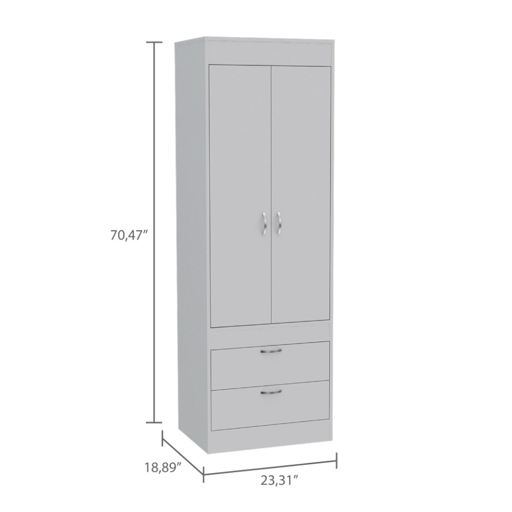 Tarento Armoire, Two Drawers, White Finish– We Have Furniture