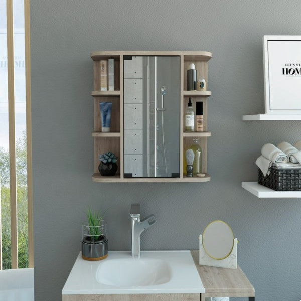 Milano Medicine Cabinet,Six External Shelves Mirror,Black Wengue