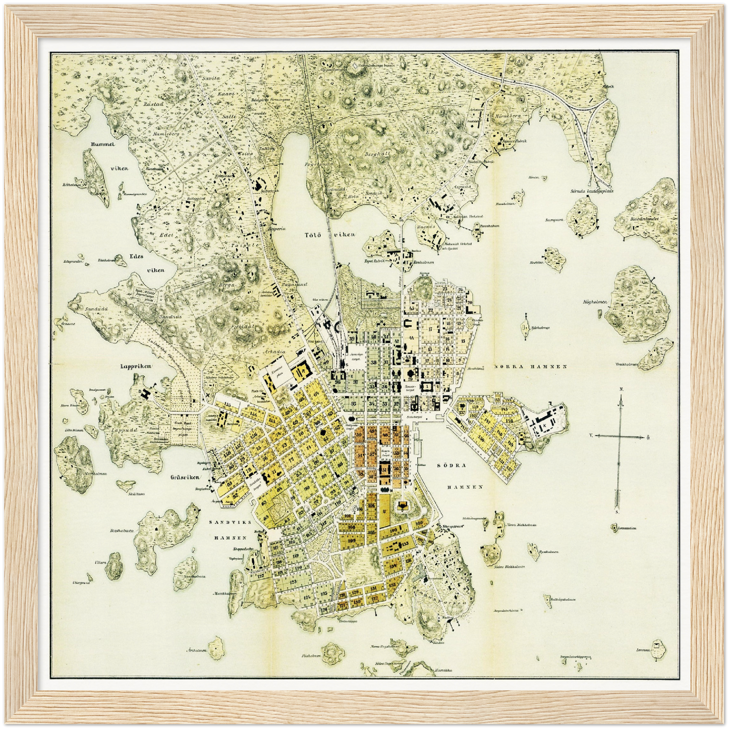 Historischer Stadtplan Helsinki um 1876