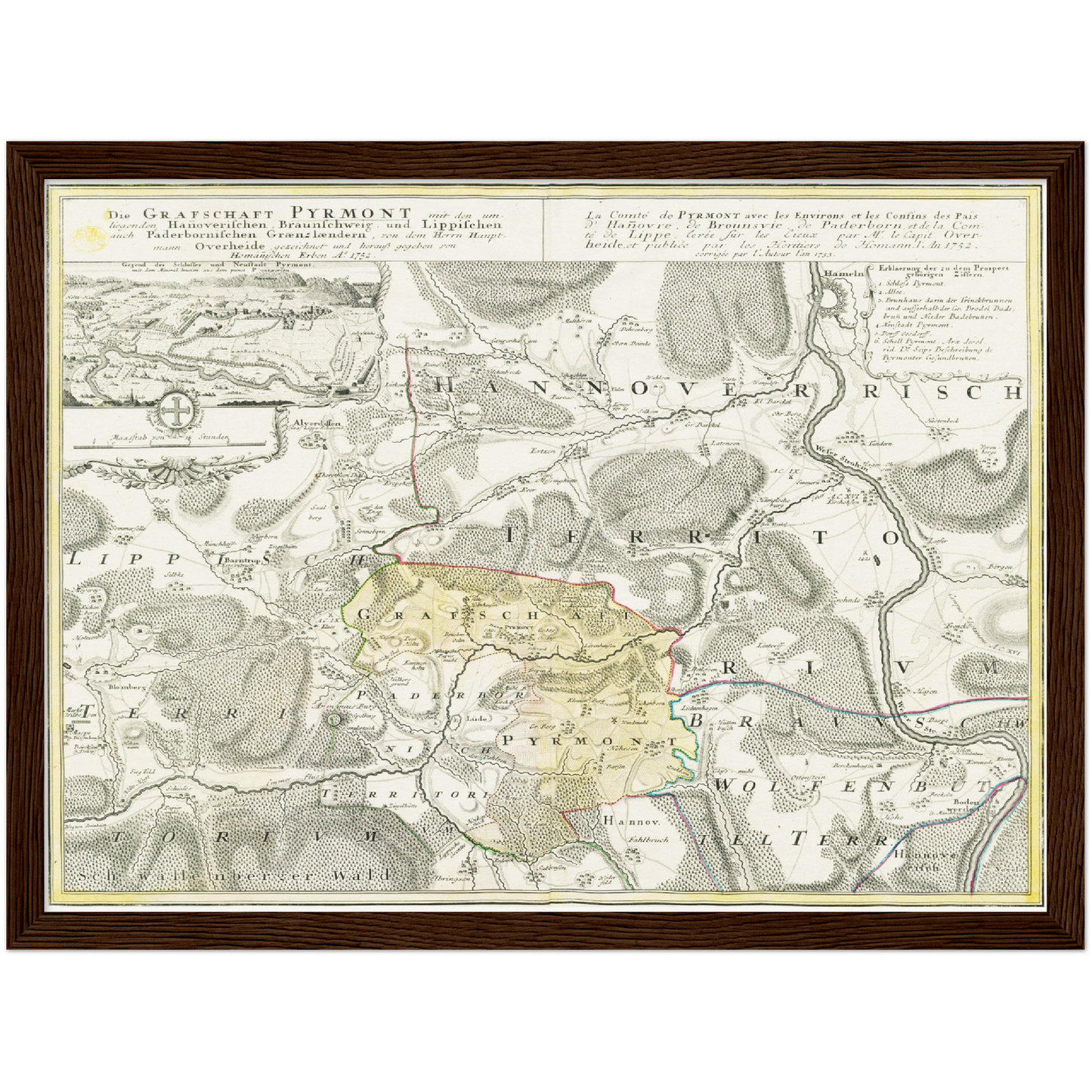 Historische Landkarte Pyrmont um 1753