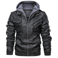 Men's Autumn Casual Hooded Leather Jackets - AM APPAREL