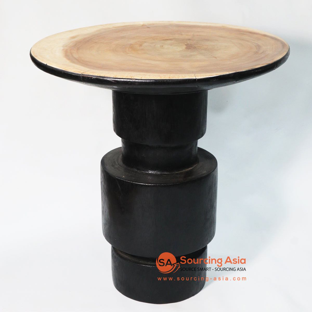 Bmw220 1 Black And Natural Suar Wood Round Side Table Sourcing Asia