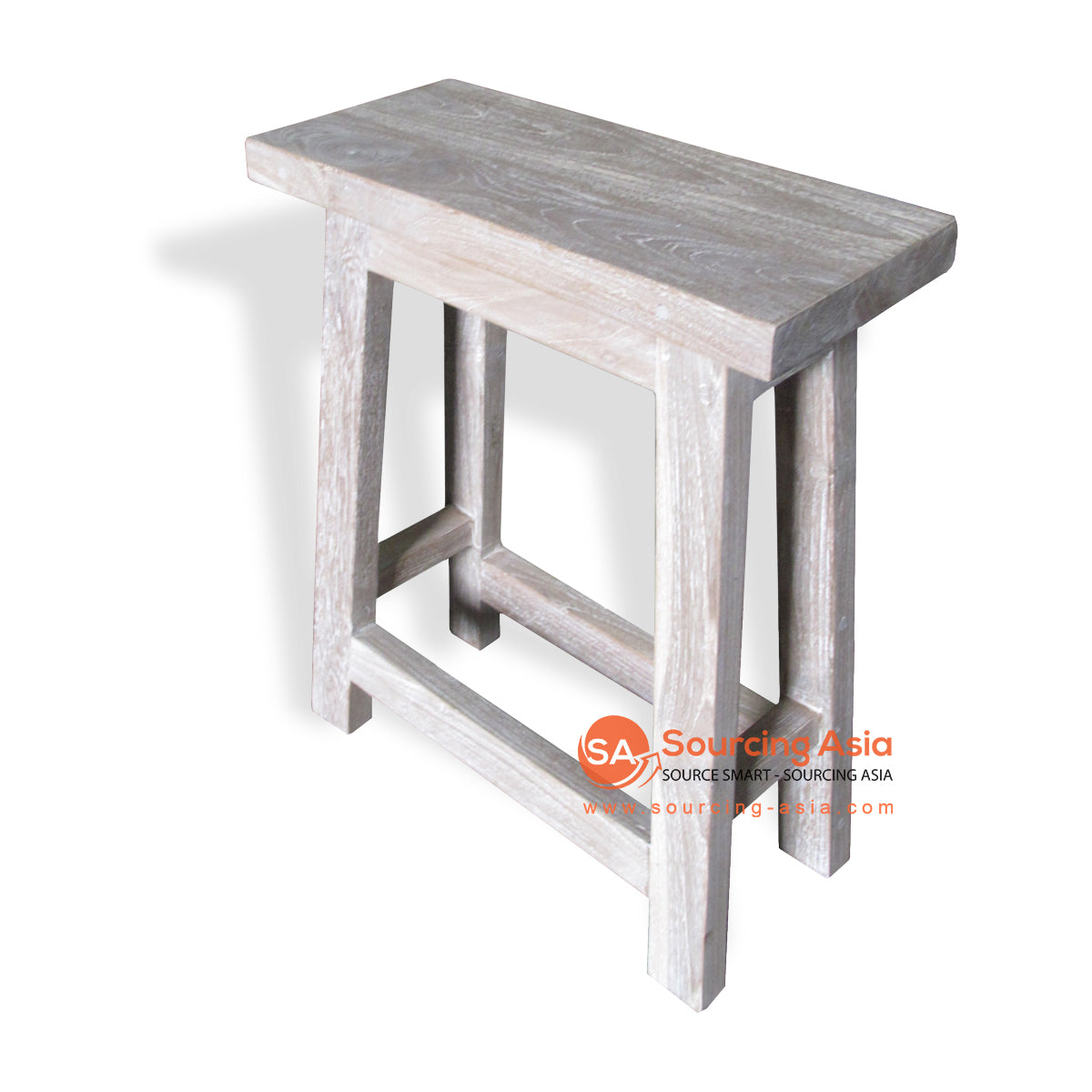 ECL038 LIGHT WHITE WASH RECYCLED TEAK BAR STOOL - Asia