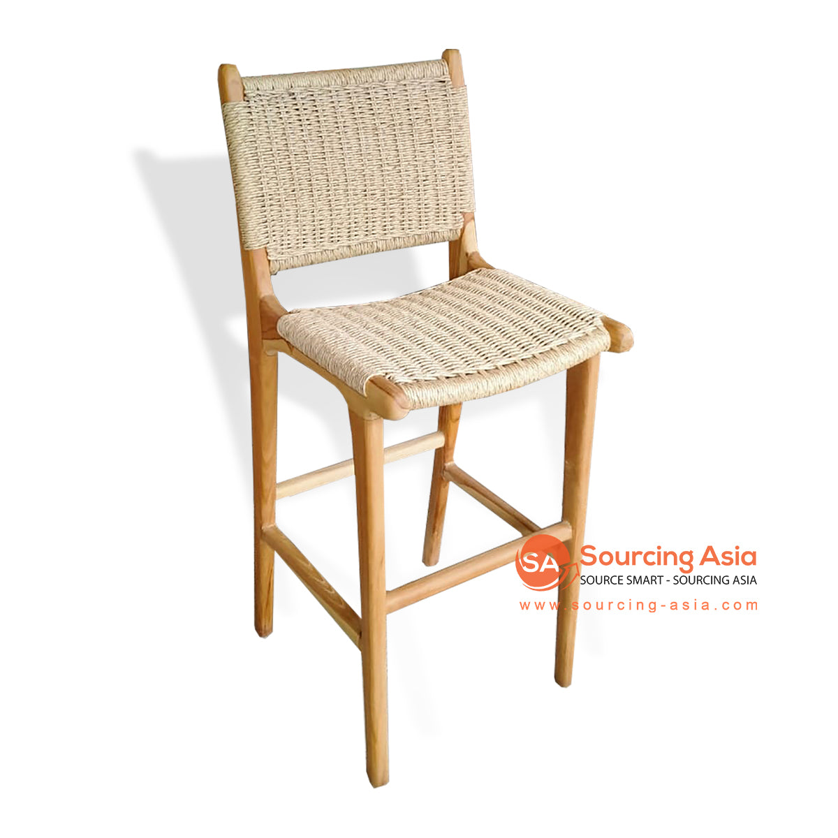 Ijf001 2 Natural Teak Wood And Seagrass Bar Stool Sourcing Asia