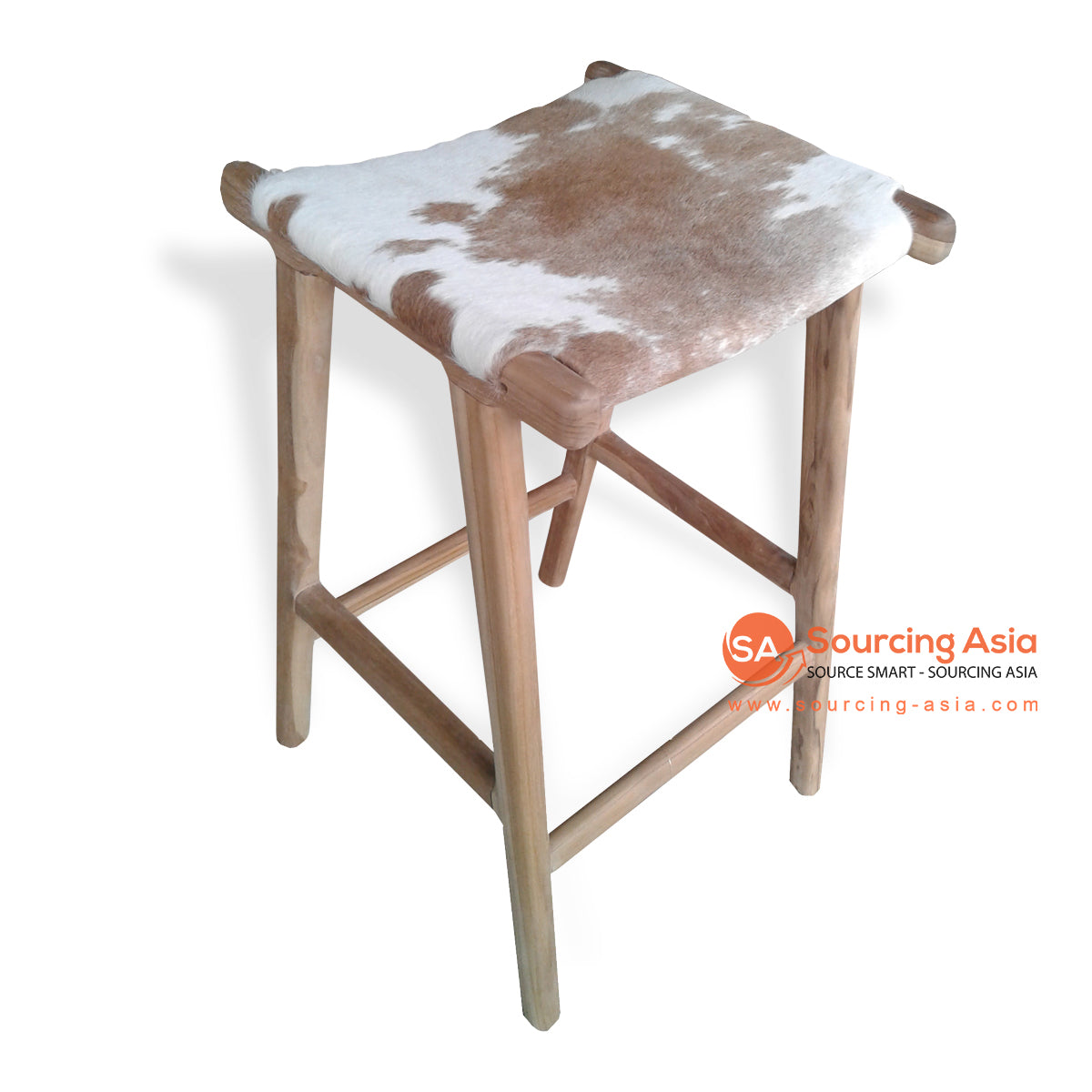 Kusj016 Ch01 Cowhide Leather And Natural Teak Wood Square Bar Stool Sourcing Asia