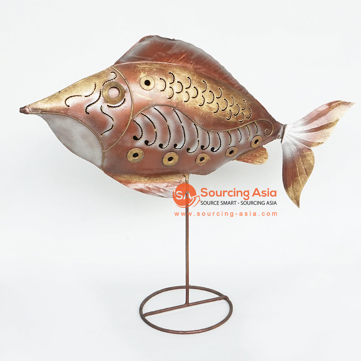 MHRC017 HAND PAINTED METAL FISH DECORATION WITH STAND - Sourcing Asia