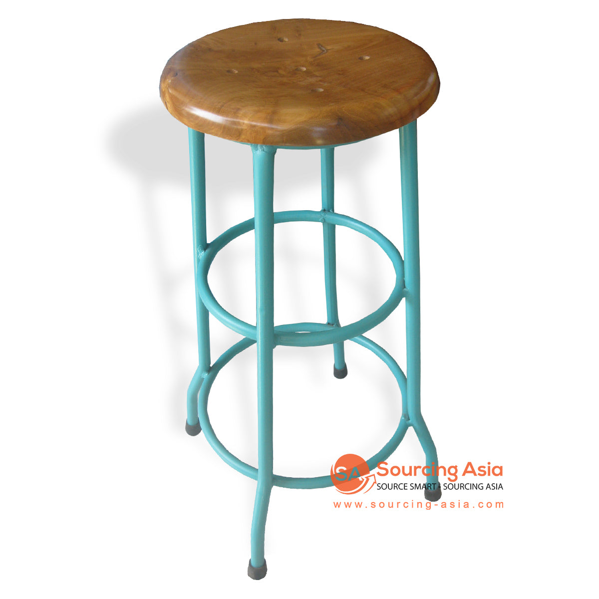 Mry091 Natural Wood And Turquoise Metal Old Style Bar Stool Sourcing Asia