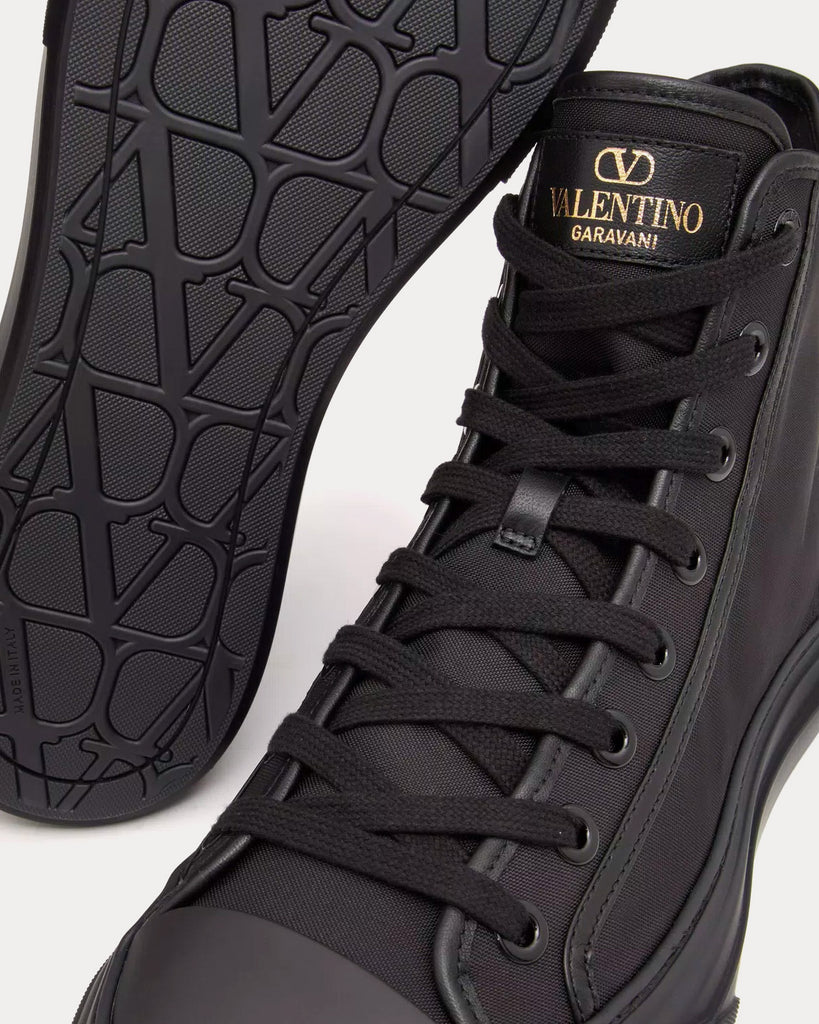 Valentino Totaloop Nylon / Leather Black High Top Sneakers - Sneak in Peace