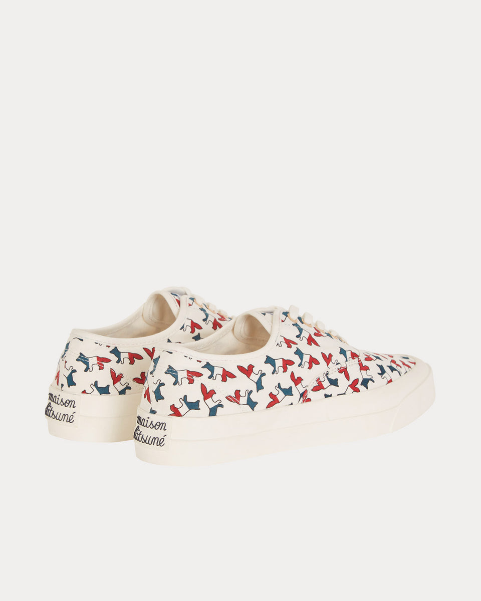 Maison Kitsuné All Over Tri-Color Fox Laced Canvas White Low Top ...