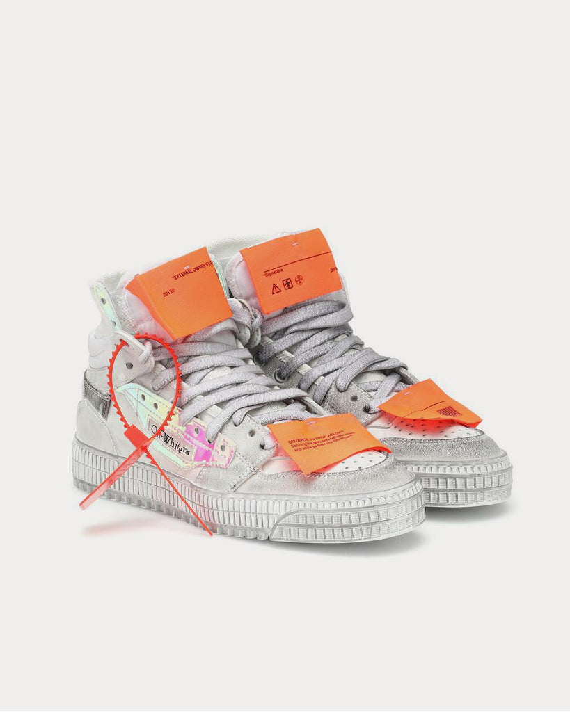 Off-White OFF-COURT 3.0 suede White Iridescent High Top Sneakers ...