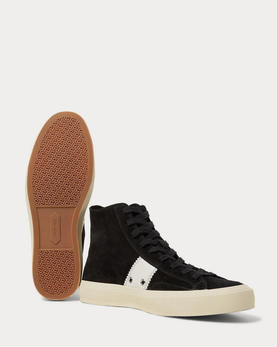 Tom Ford Cambridge Leather-Trimmed Suede High-Top Black high top sneakers -  Sneak in Peace