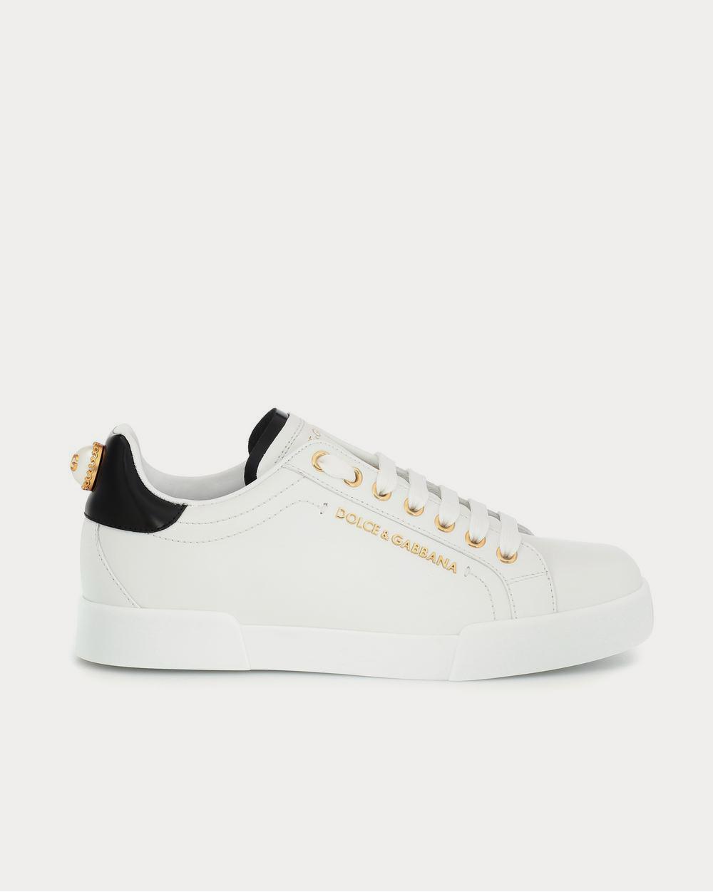 Dolce & Gabbana Portofino leather white gold Low Top Sneakers - Sneak ...