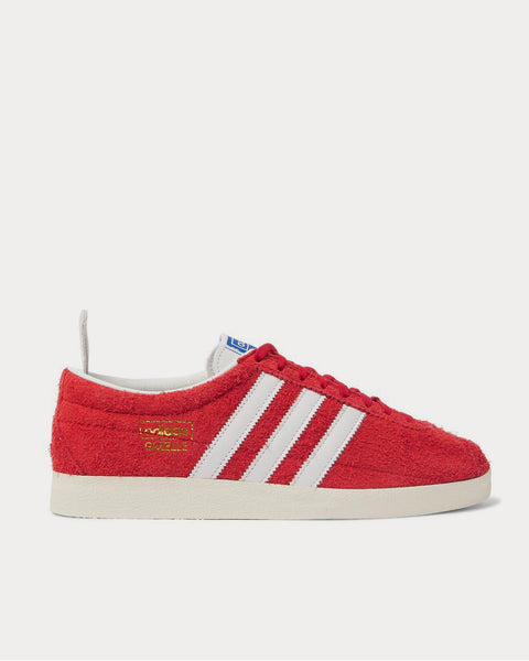 Adidas Gazelle Vintage Leather-Trimmed Brushed-Suede Red low top sneakers - Sneak Peace