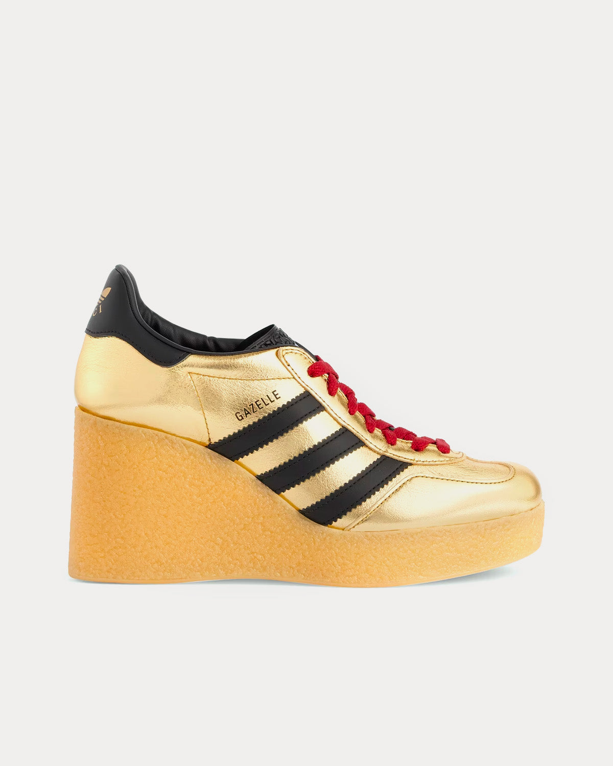 Adidas x Gucci Gazelle Leather Metallic Gold Low Top Sneakers