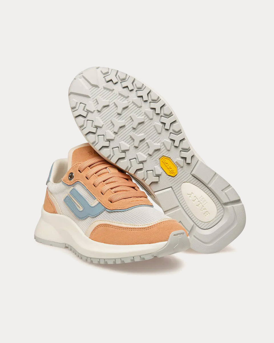 Bally Demmy Leather & Fabric Peach / Bone / White Low Top Sneakers ...