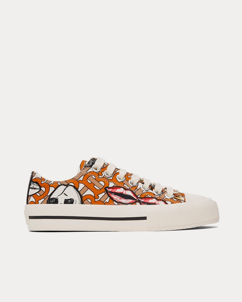 Burberry Larkhall Scribble White / Orange Low Top Sneakers - Sneak in Peace