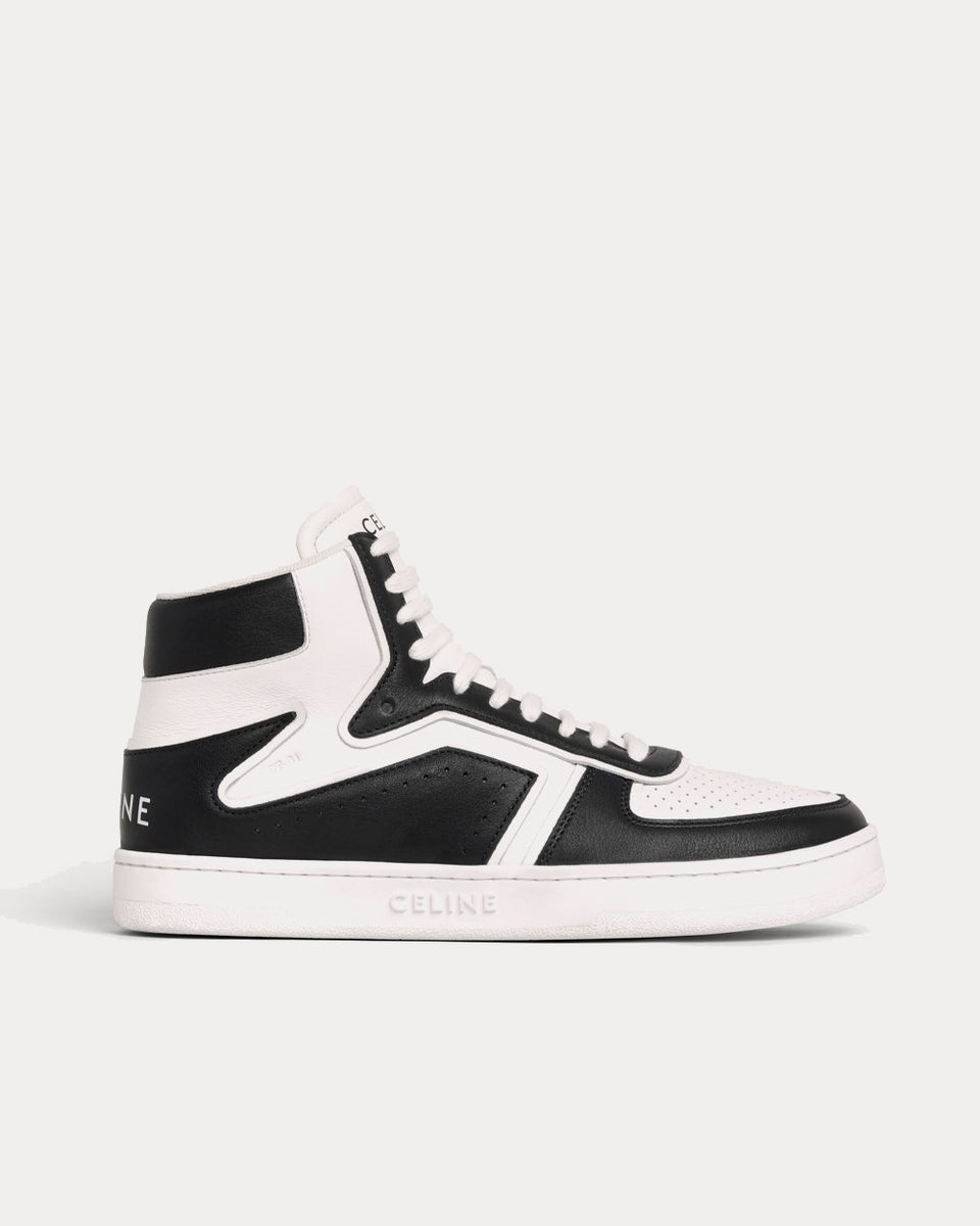 Celine "Z" Ct-01 Calfskin Black / Optic White High Top Sneakers - Sneak