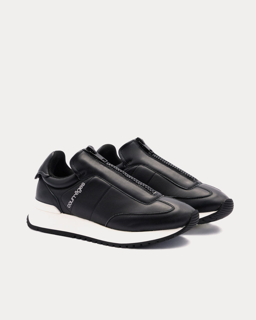 Courrèges Zip Smooth Leather Black Slip On Sneakers - Sneak in Peace