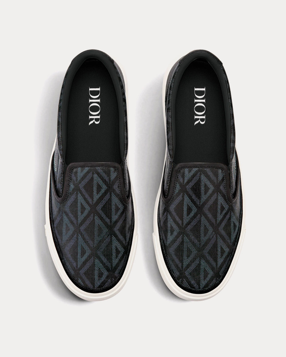 Dior B101 Black CD Diamond Canvas and Smooth Calfskin Slip On Sneakers ...