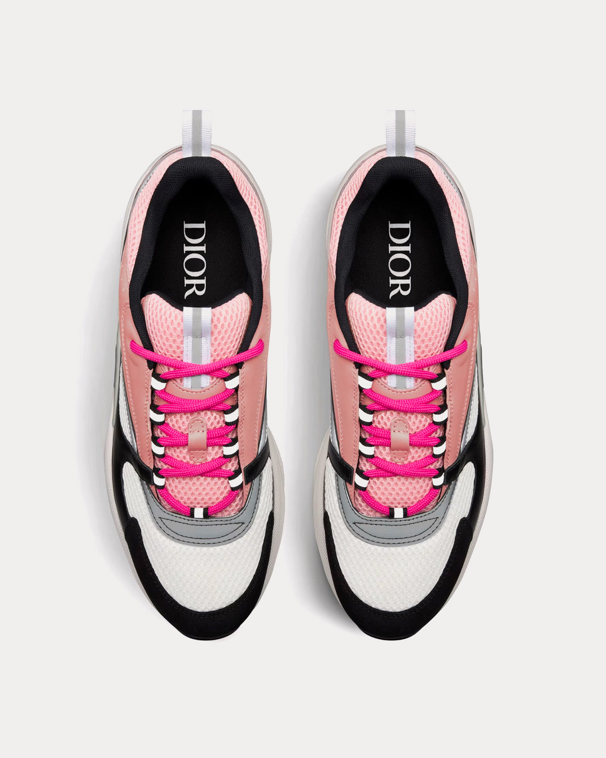 Dior B22 Pink and White Technical Mesh with Pink and Black Calfskin Low ...