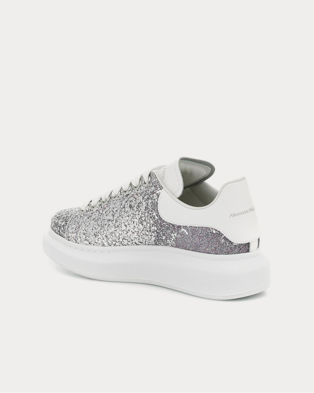 Alexander McQueen Leather-trimmed Silver Glitter Low Top Sneakers ...