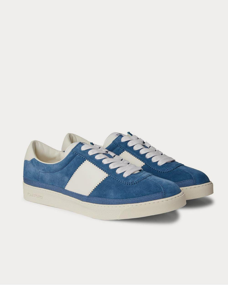 Tom Ford Bannister Leather-Trimmed Suede Blue low top sneakers - Sneak in  Peace