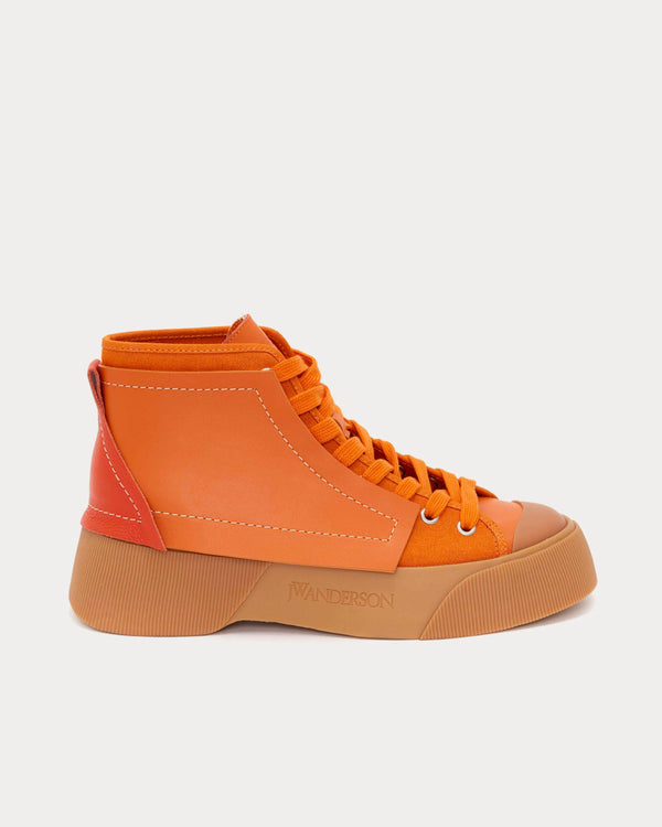 JW Anderson Leather and Canvas Orange High Top Sneakers - Sneak in Peace