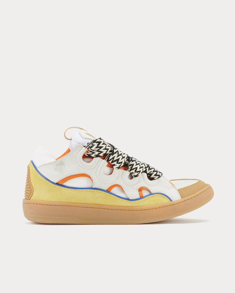 Lanvin Curb Leather White / Yellow Low Top Sneakers - Sneak in Peace