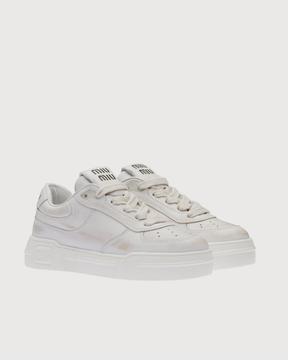 Miu Miu Bleached Leather White Low Top Sneakers - Sneak in Peace
