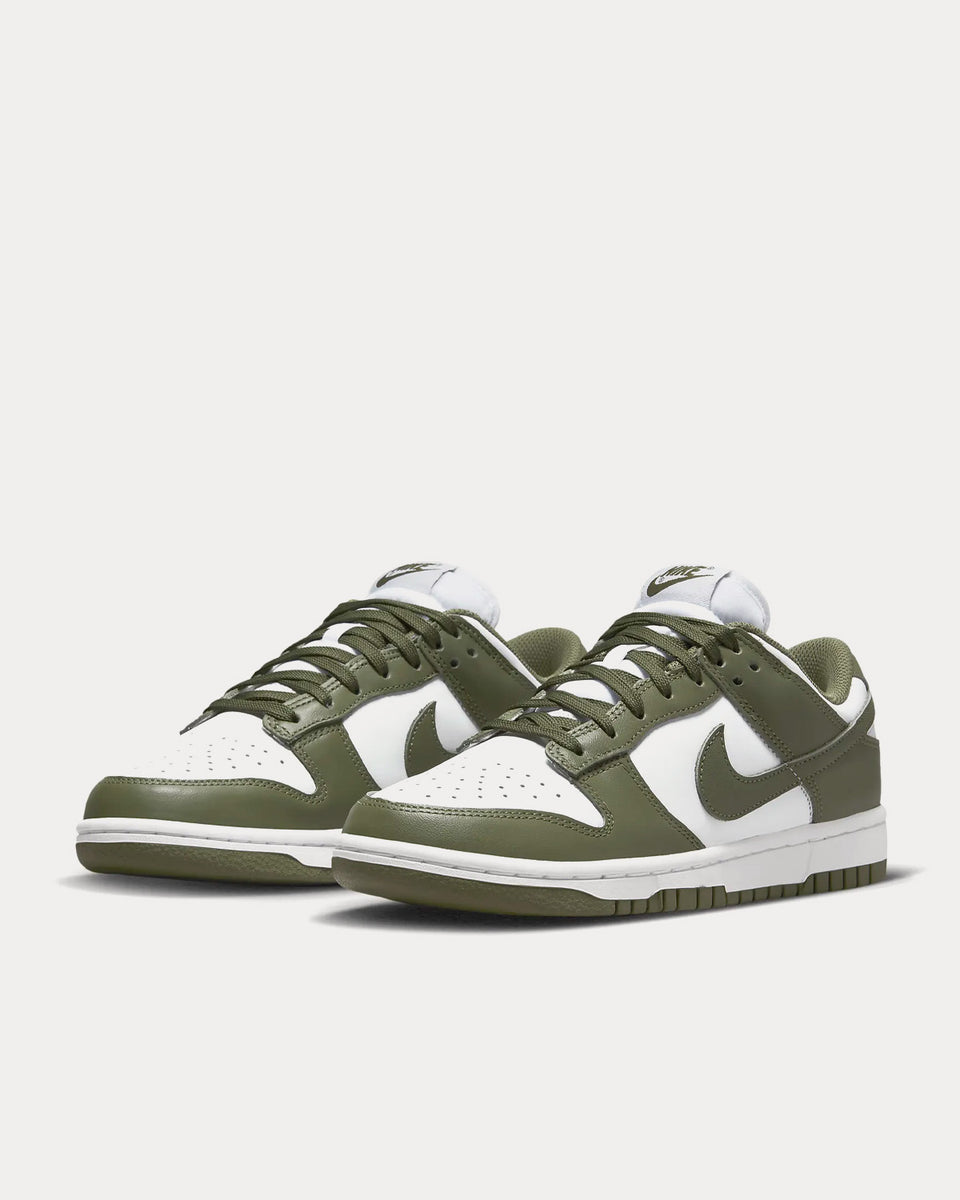 Nike Dunk Low White / White / Medium Olive Low Top Sneakers - Sneak in ...