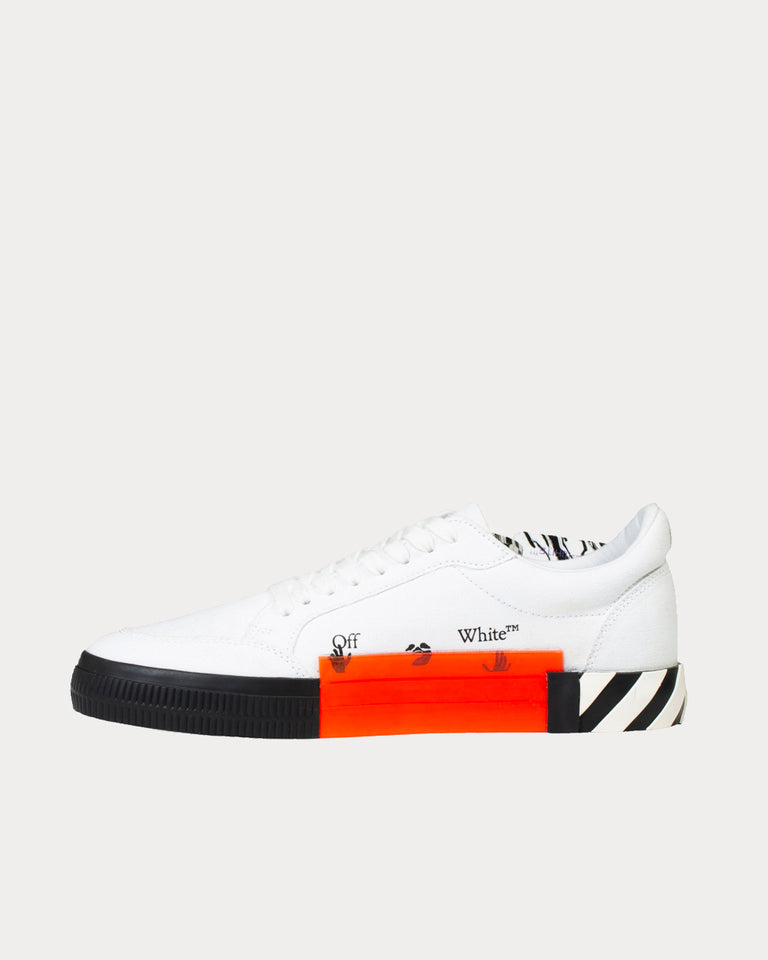 Off-White Vulcanized White / Light Blue Low Top Sneakers - Sneak in Peace
