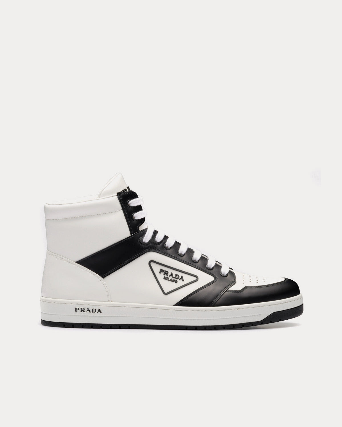 Prada District Leather White / Black High Top Sneakers - Sneak in Peace