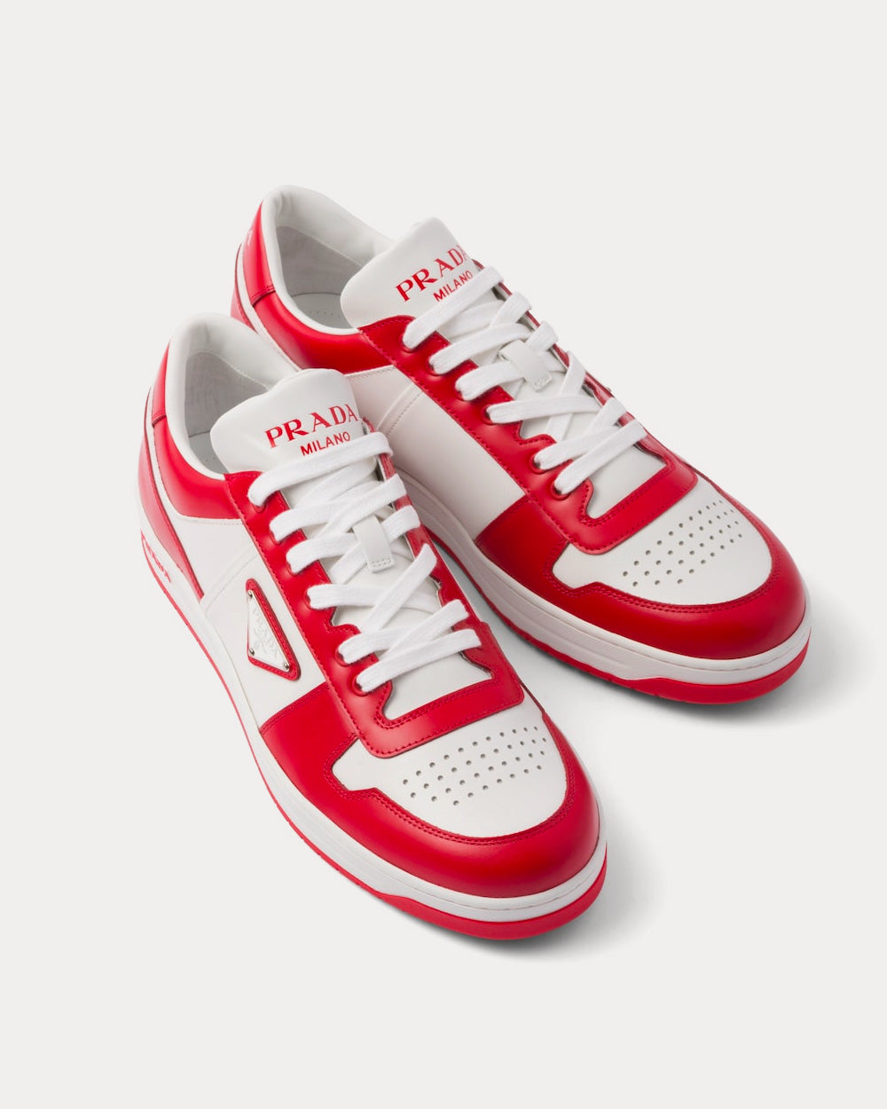 Prada Leather White / Lacquer Red Low Top Sneakers - Sneak in Peace