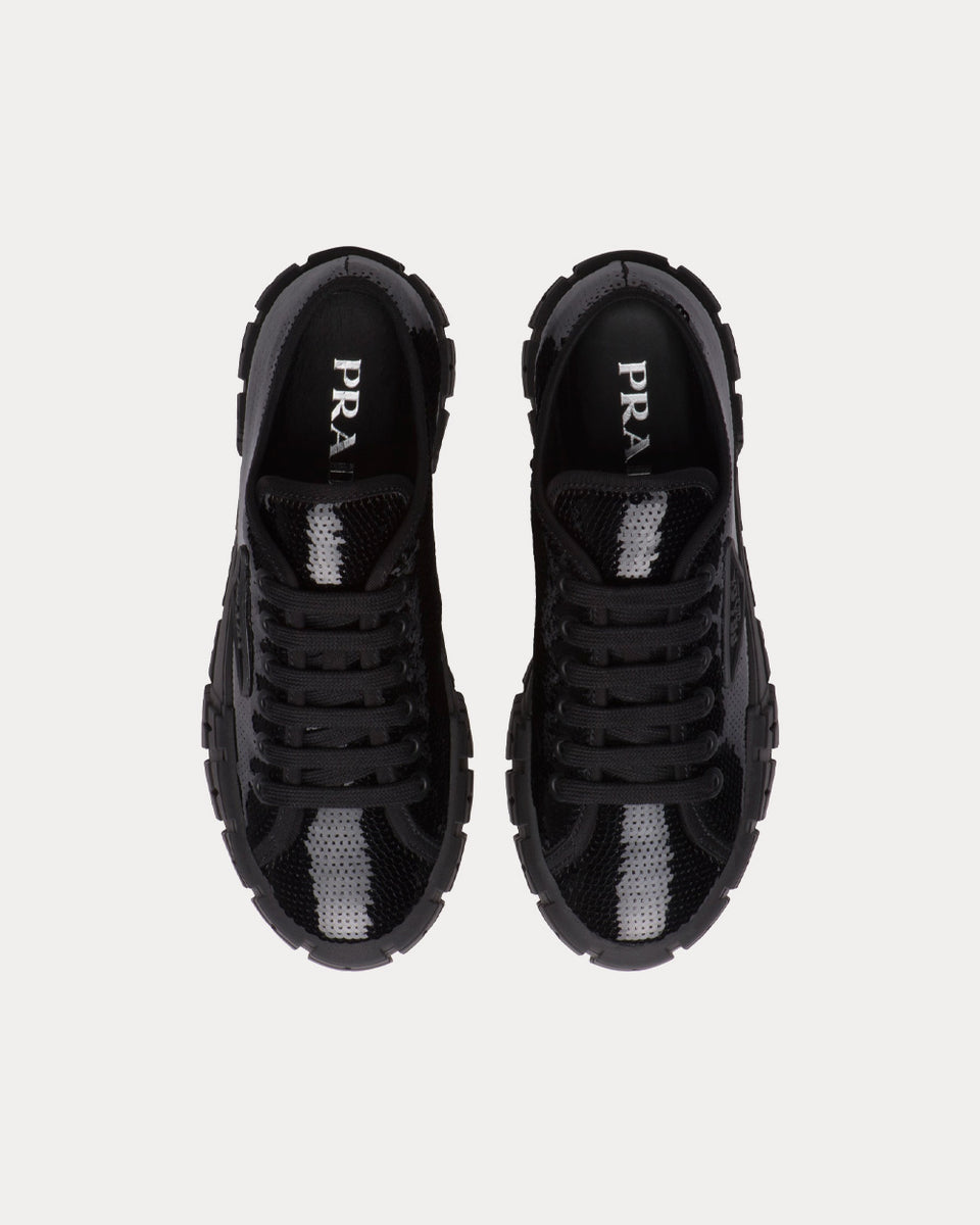 Prada Double Wheel Sequin Black Low Top Sneakers - Sneak in Peace