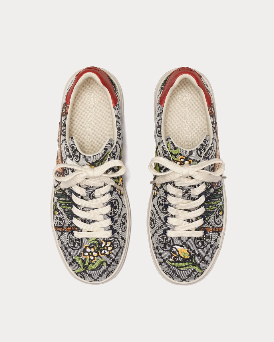 Tory Burch T Monogram Howell Embroidered Court Perfect Navy Cheetah /  Juneberry Low Top Sneakers - Sneak in Peace