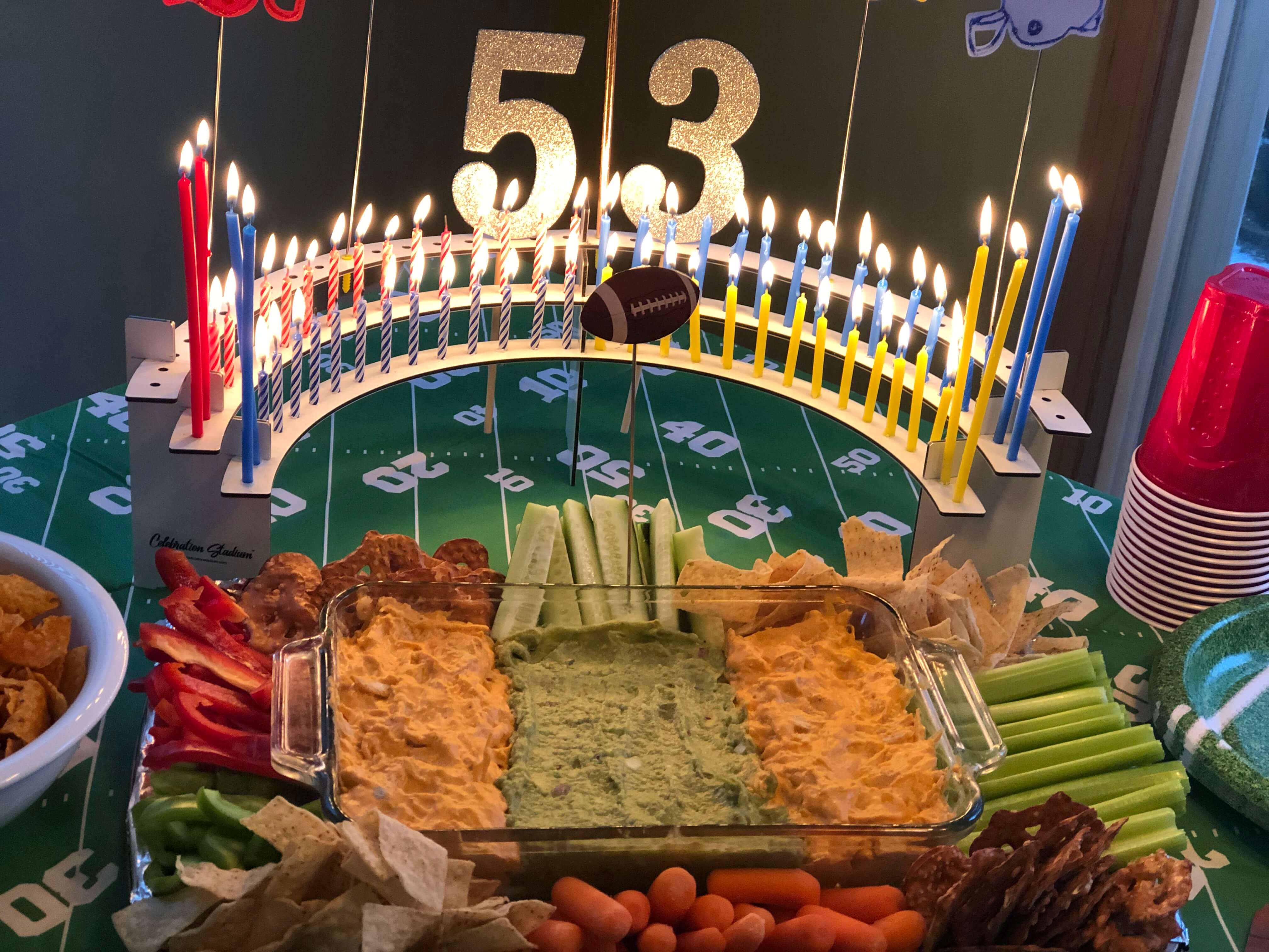 50th birthday theme football decoration Celebration Stadium candle holder