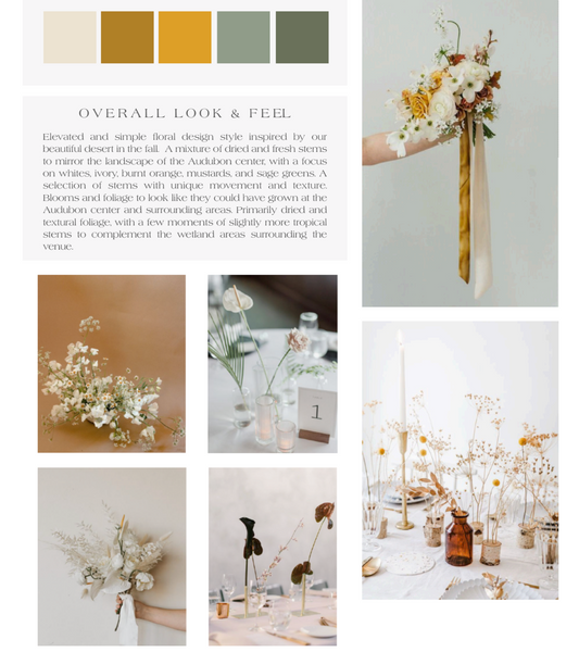 A floral design plan for an Arizona wedding