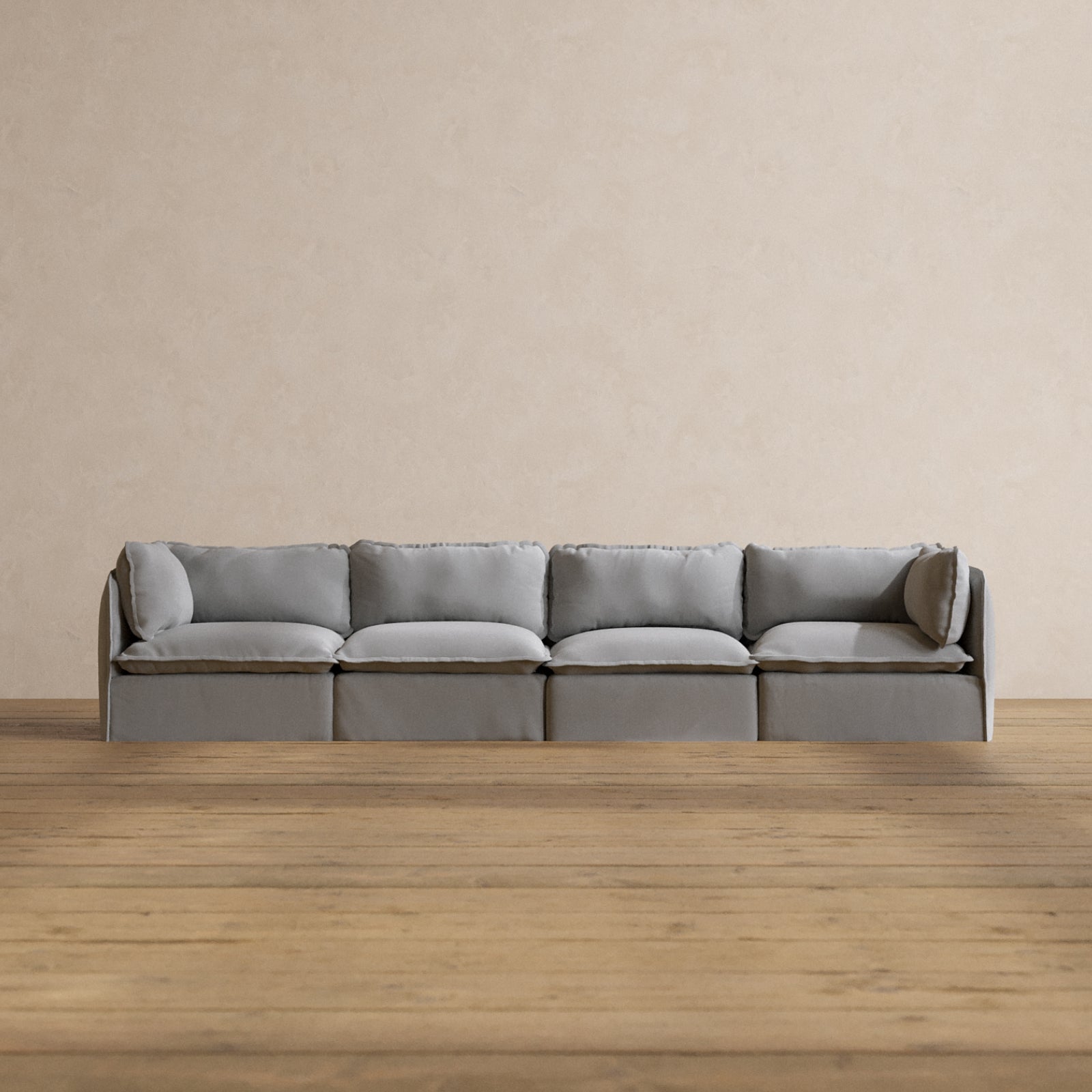 Modular Washable 4-Seater in Pumice | Deluxe+ Seat | Cloud Pillow